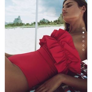 NWT Zara ruffle red swimsuit size M